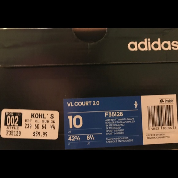 Adidas VL Court 2.0 Pink Women’s Shoes Size 10 - Picture 6 of 6